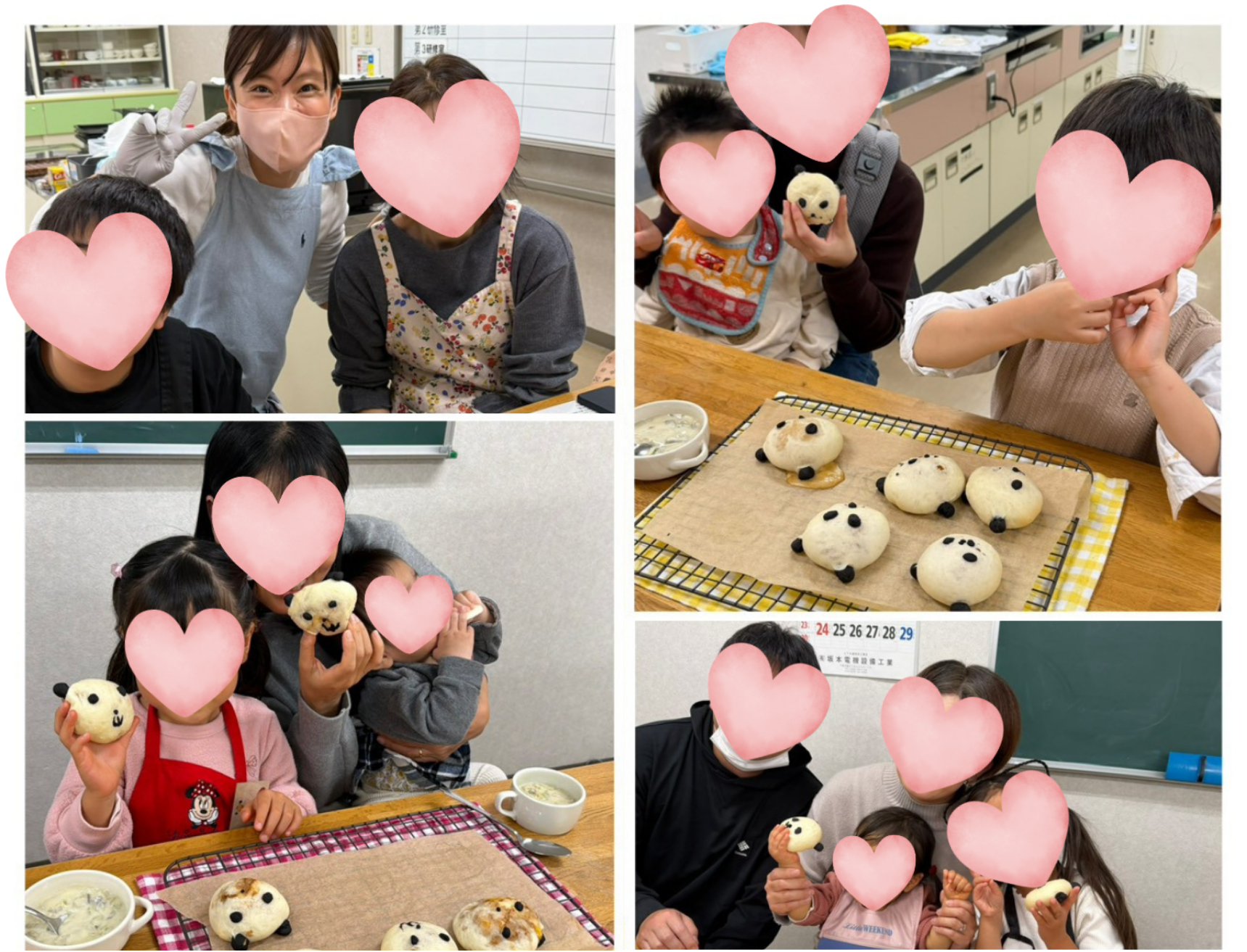 キッズクラスで作ったパンと生徒さんの様子